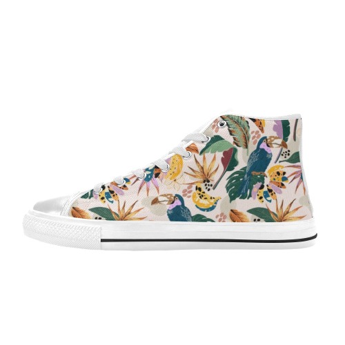 Toucans in wild tropical nature Women's Classic High Top Canvas Shoes (Model 017)