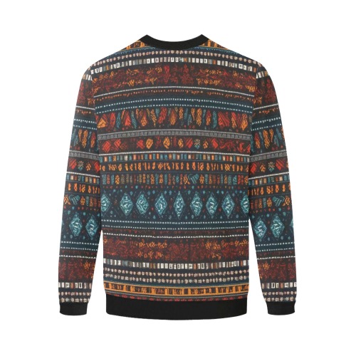 Beautiful African tribal pattern. Brown, blue. Men's Oversized Fleece Crew Sweatshirt (Model H18)