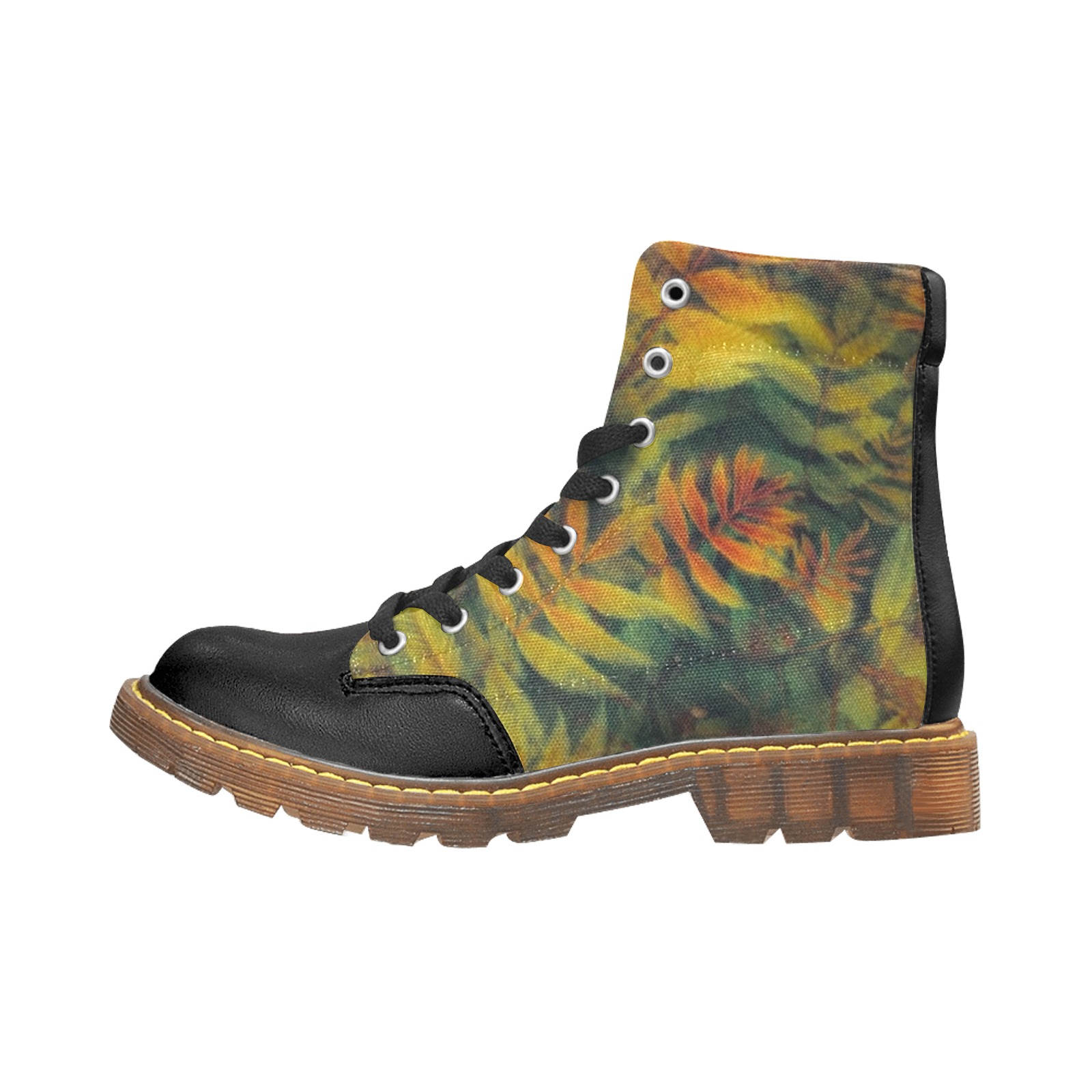 Fall ferns Apache Round Toe Men's Winter Boots (Model 1402)