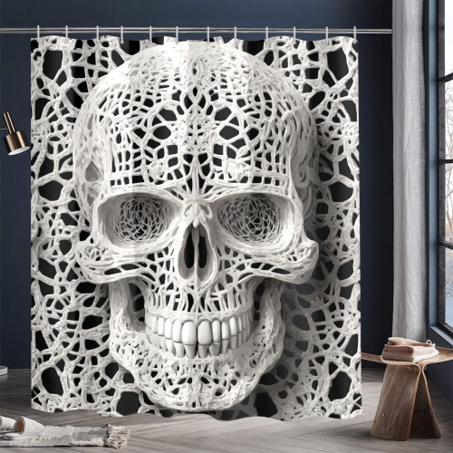 Funny elegant skull made of lace macrame Shower Curtain 72"x84"