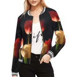 Flowers All Over Print Bomber Jacket for Women (Model H21)