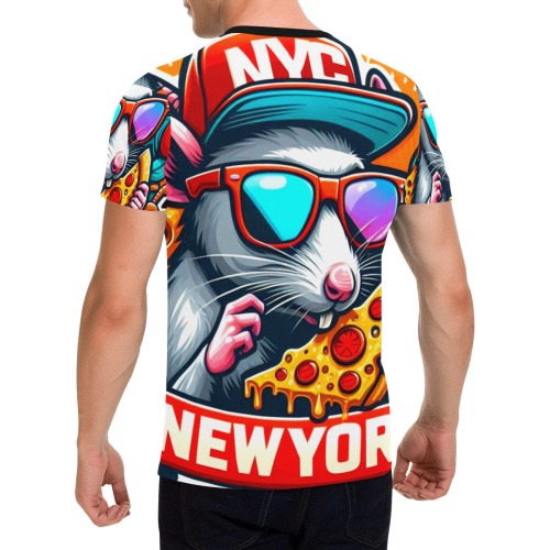 NYC RAT EATING NEW YORK PIZZA 2 Men's All Over Print T-Shirt with Chest Pocket (Model T56)