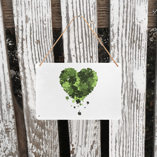 St. Patrick's Clover Heart Metal Tin Sign 12"x8"