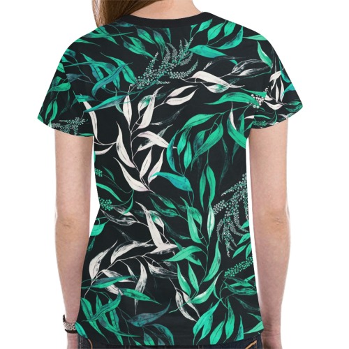 Greenish leaf paint 1 New All Over Print T-shirt for Women (Model T45)
