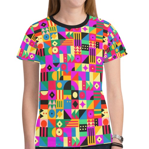 Colorful Abstract Pattern New All Over Print T-shirt for Women (Model T45)