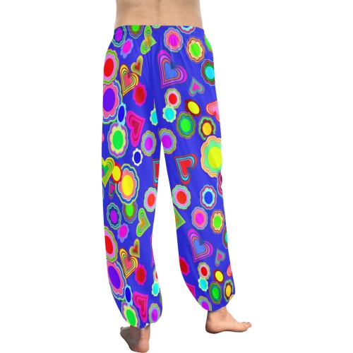 Groovy Hearts and Flowers Blue Women's All Over Print Harem Pants (Model L18)