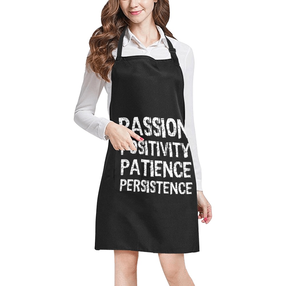 Passion, positivity, patience, persistence white All Over Print Apron