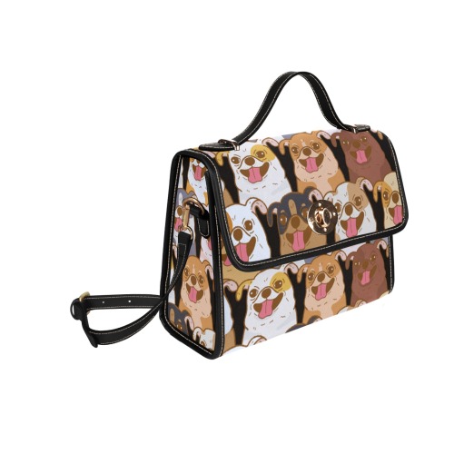 Doggies-001 Waterproof Canvas Bag-Black (All Over Print) (Model 1641)