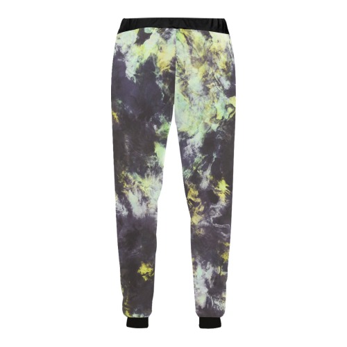 Green and black colorful marbling Men's All Over Print Sweatpants (Model L11)