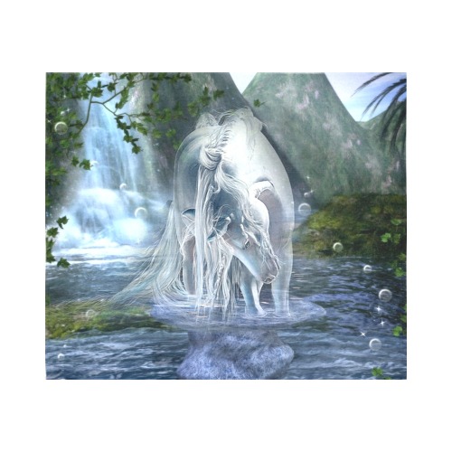 Unicorn and Magical Waterfall Cotton Linen Wall Tapestry 60"x 51"