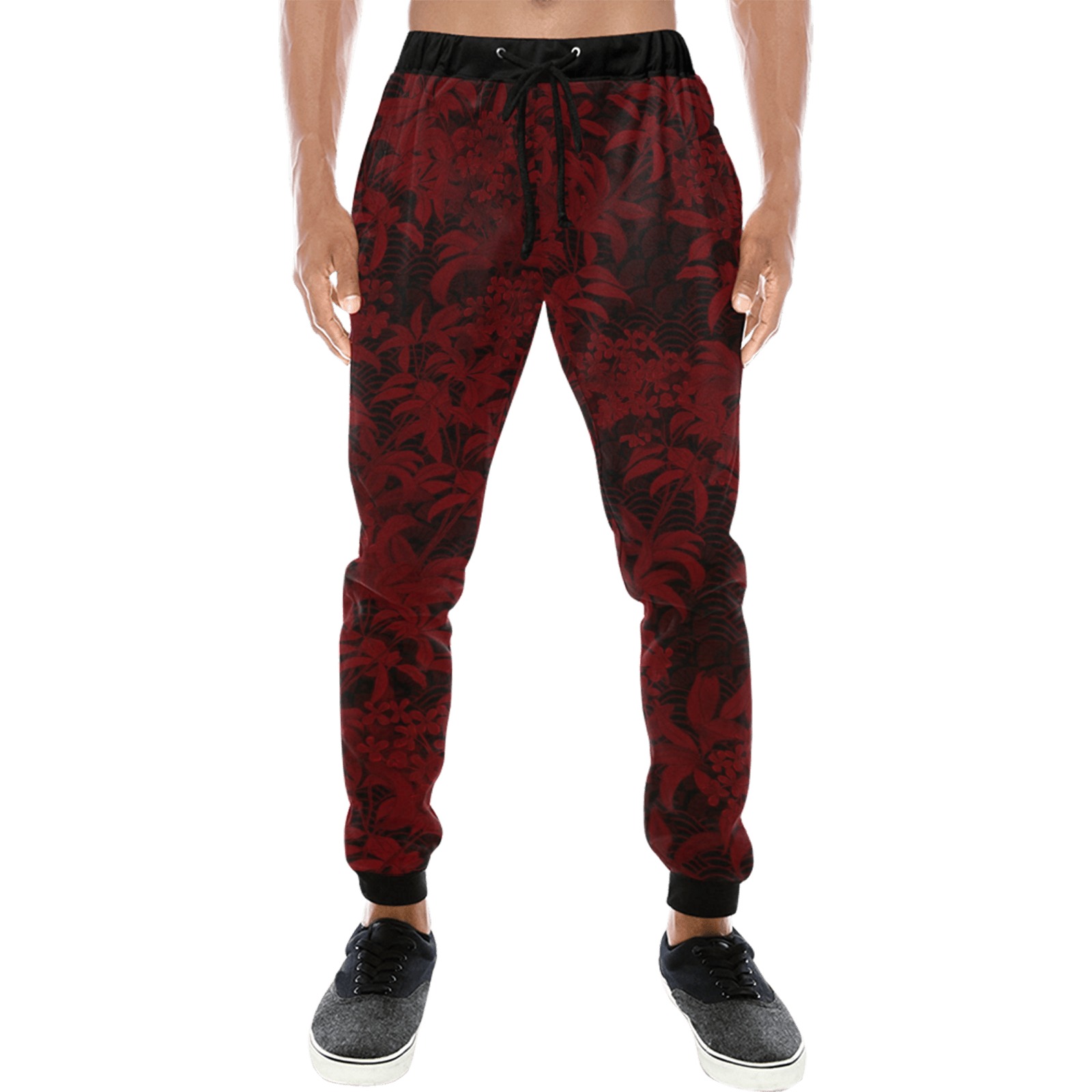 Kinmo Crimson Men's All Over Print Sweatpants (Model L11)