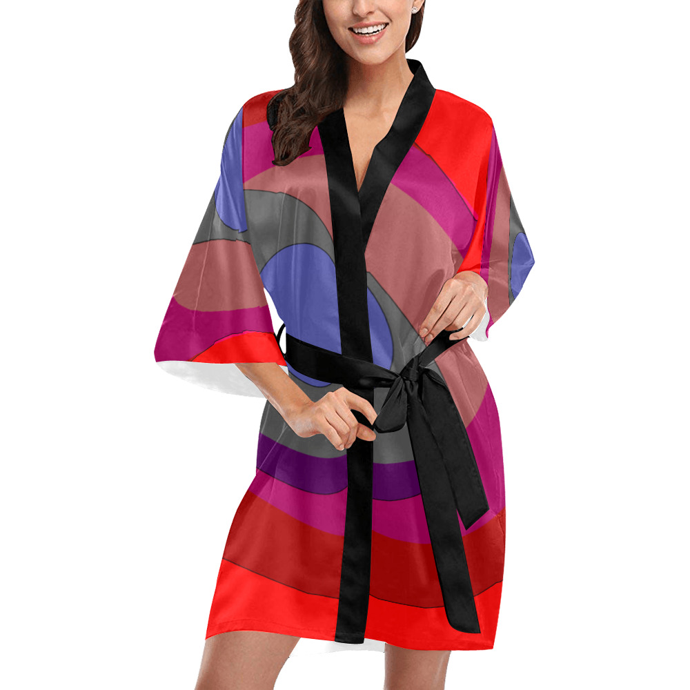 Red Abstract 714 Kimono Robe