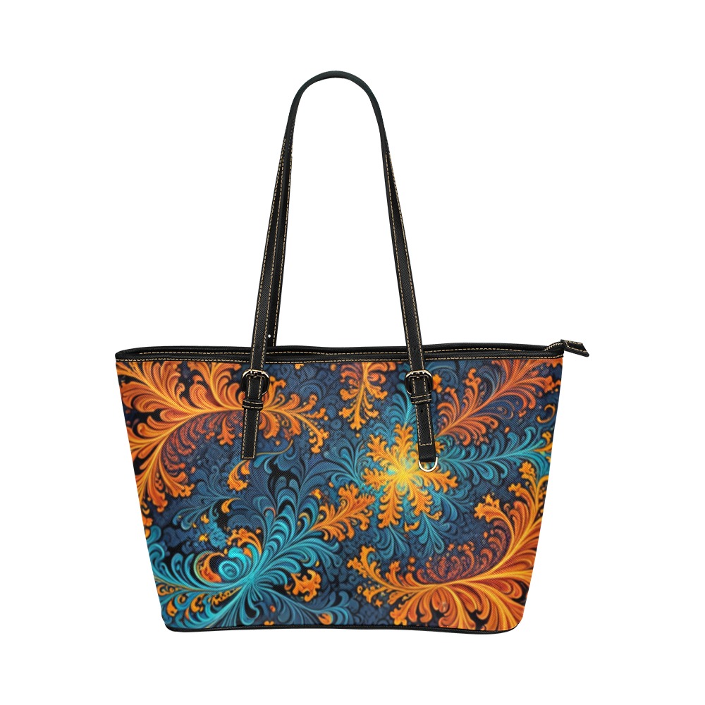 Tapestry Pattern Tote Leather Tote Bag/Large (Model 1651)