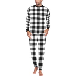 Black and White Checks Men's All Over Print Pajama Set