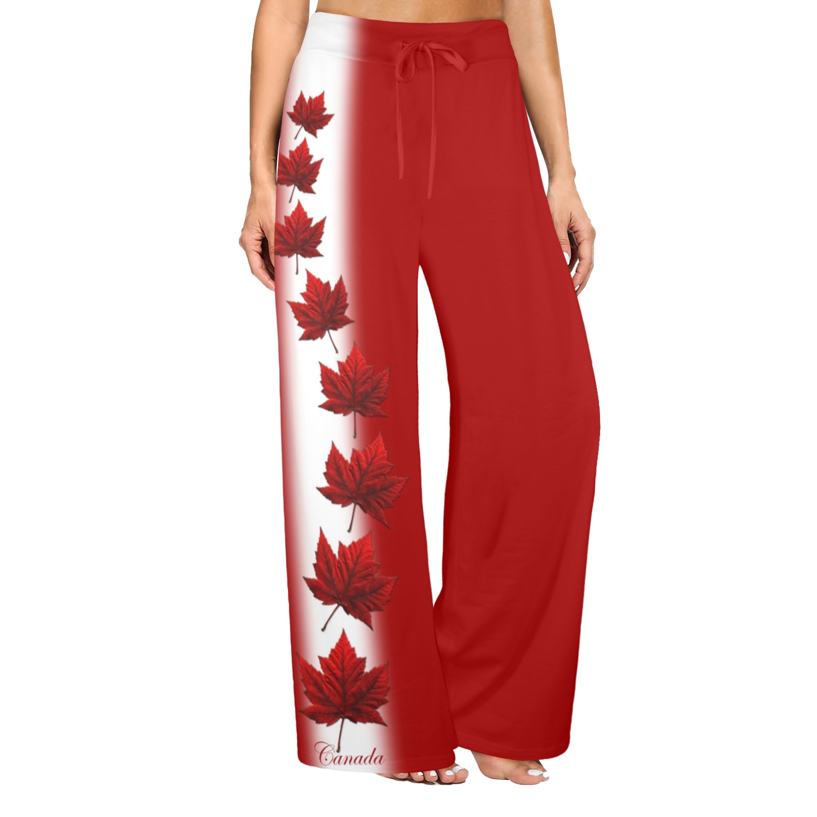 Canada Maple Leaf Lounge Pants Women's Wide Leg Lounge Pants (Model L77)