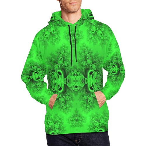 New Spring Forest Growth Frost Fractal All Over Print Hoodie for Men (USA Size) (Model H13)