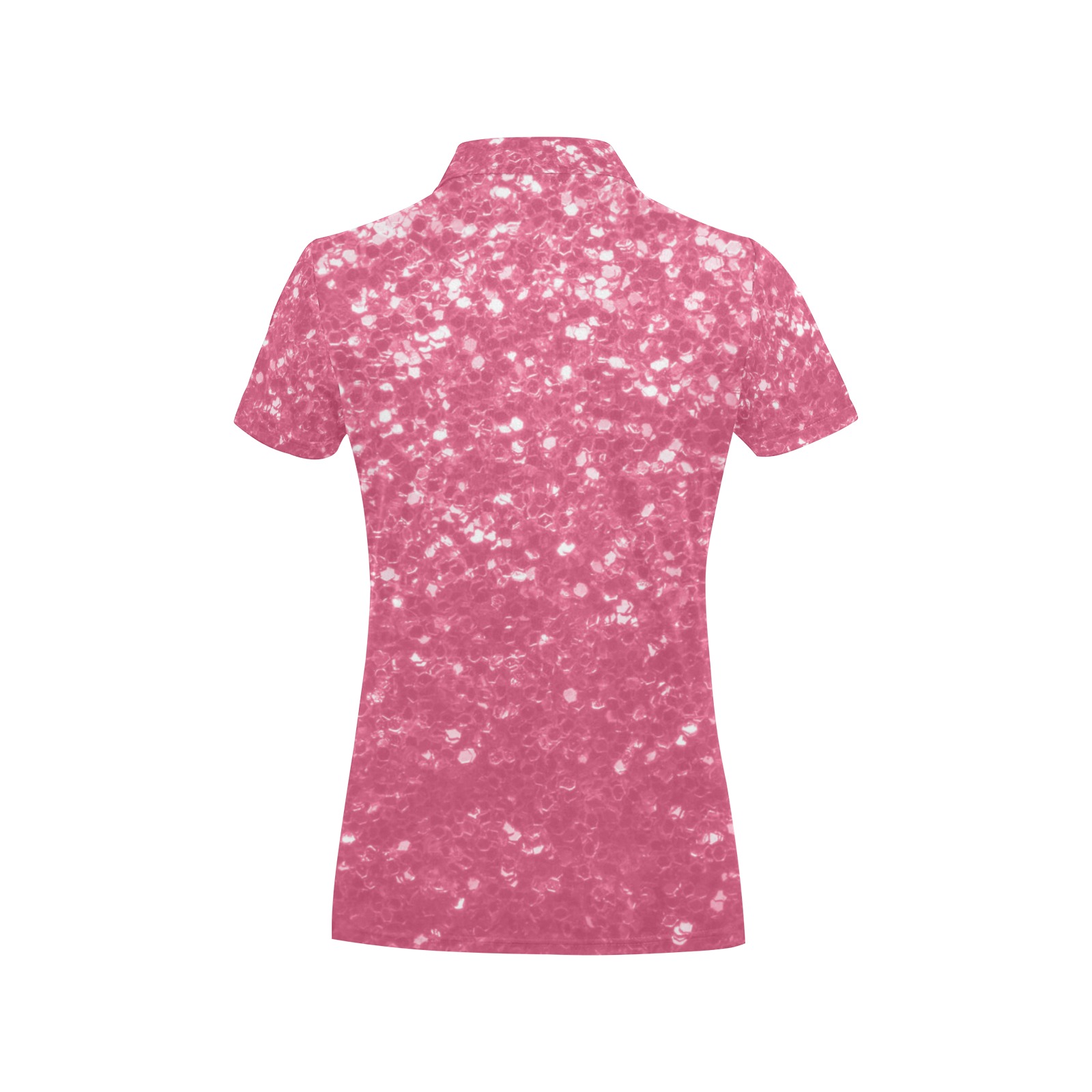 Magenta light pink red faux sparkles glitter Women's All Over Print Polo Shirt (Model T55)