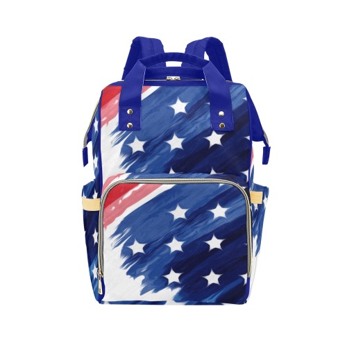 4th of July w/Blue Multi-Function Diaper Backpack/Diaper Bag (Model 1688)