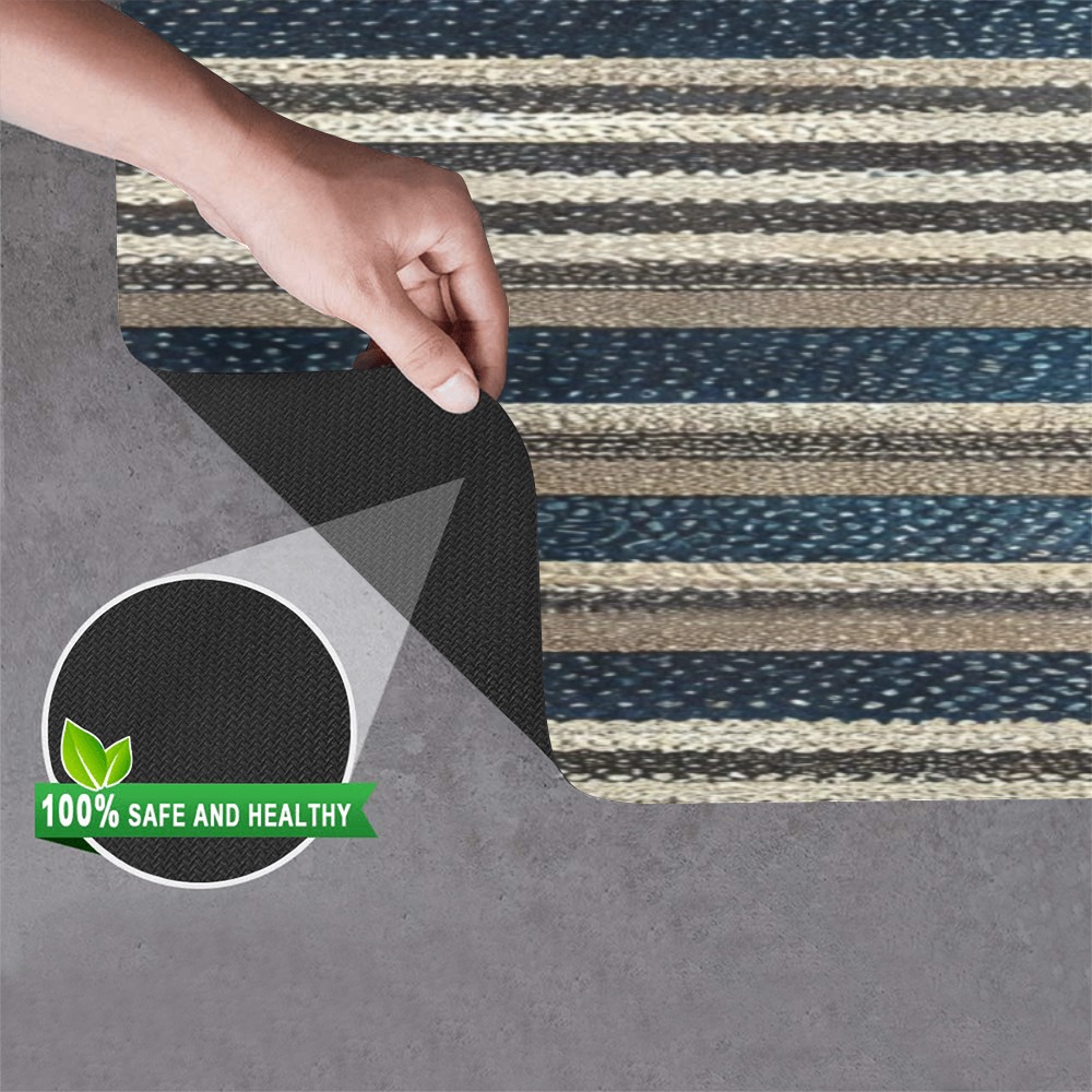 gold, silver and saphire striped pattern Doormat 24"x16" (Black Base)