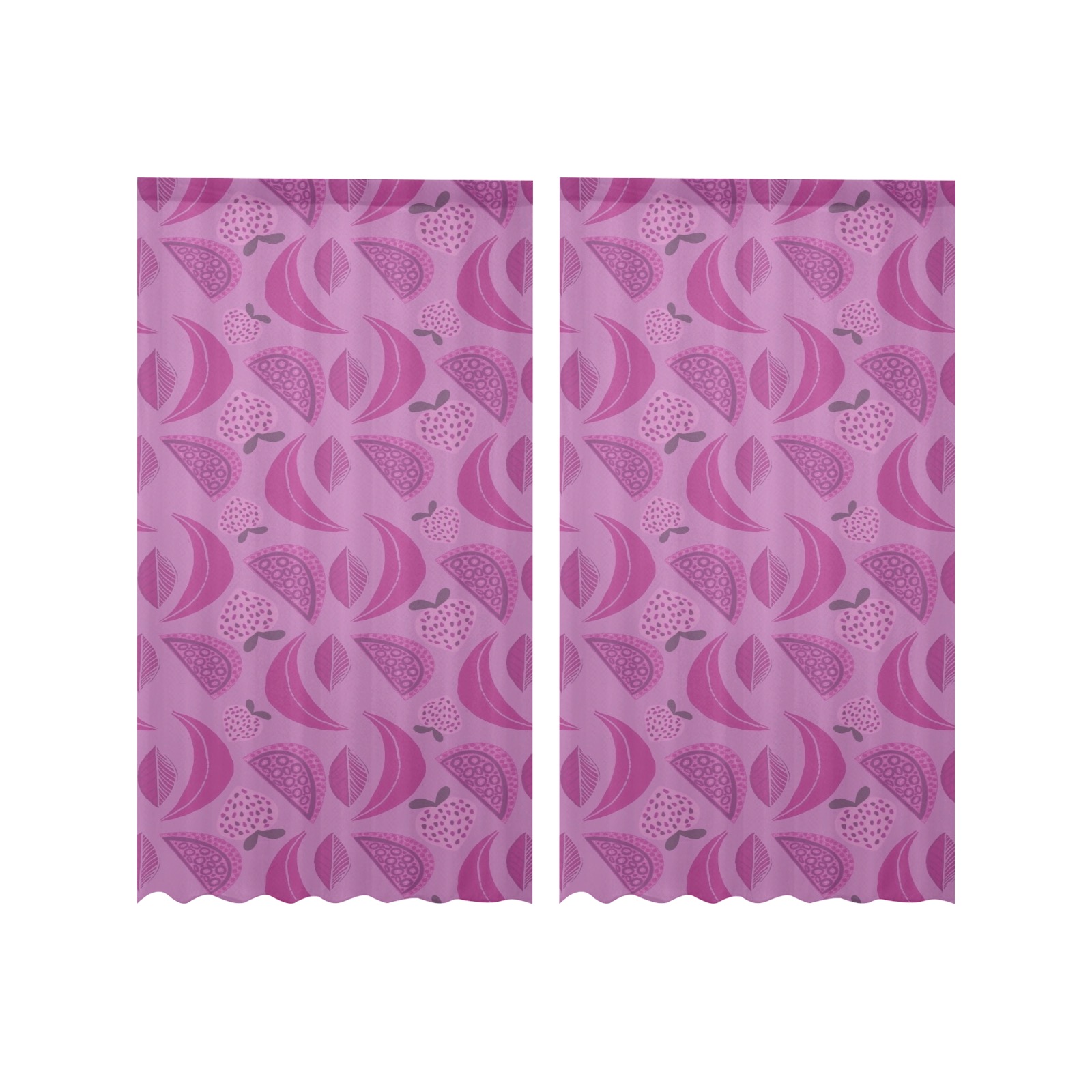 Purple pink fruit pattern Gauze Curtain 28"x63" (Two-Piece)