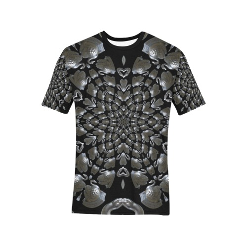 silver continuum Men's All Over Print T-Shirt (Solid Color Neck) (Model T63)