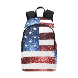 Sparkly USA flag America Red White Blue faux Sparkles patriotic bling 4th of July Fabric Backpack for Adult (Model 1659)