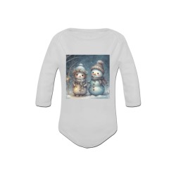 Snowman Couple Baby Powder Organic Long Sleeve One Piece (Model T27)