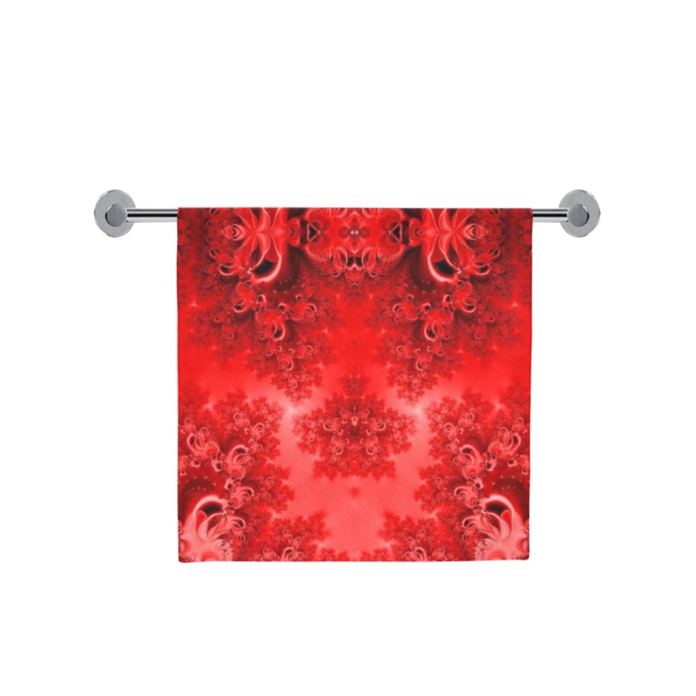 Fiery Red Rose Garden Frost Fractal Bath Towel 30"x56"