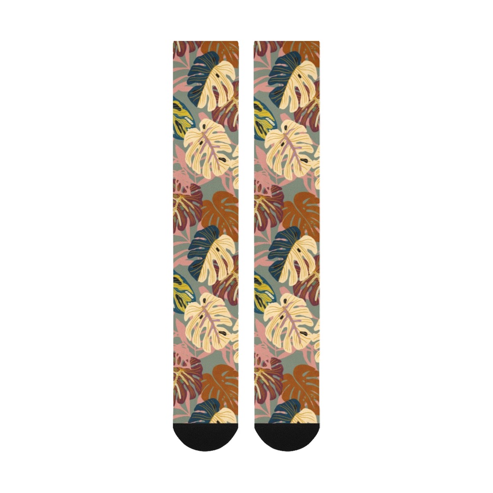 Modern leaves tropical K Over-The-Calf Socks