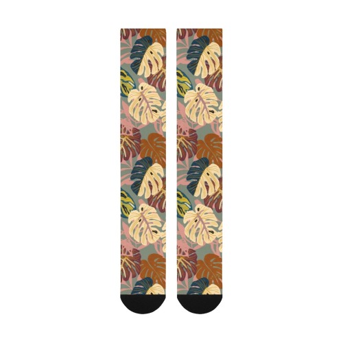 Modern leaves tropical K Over-The-Calf Socks