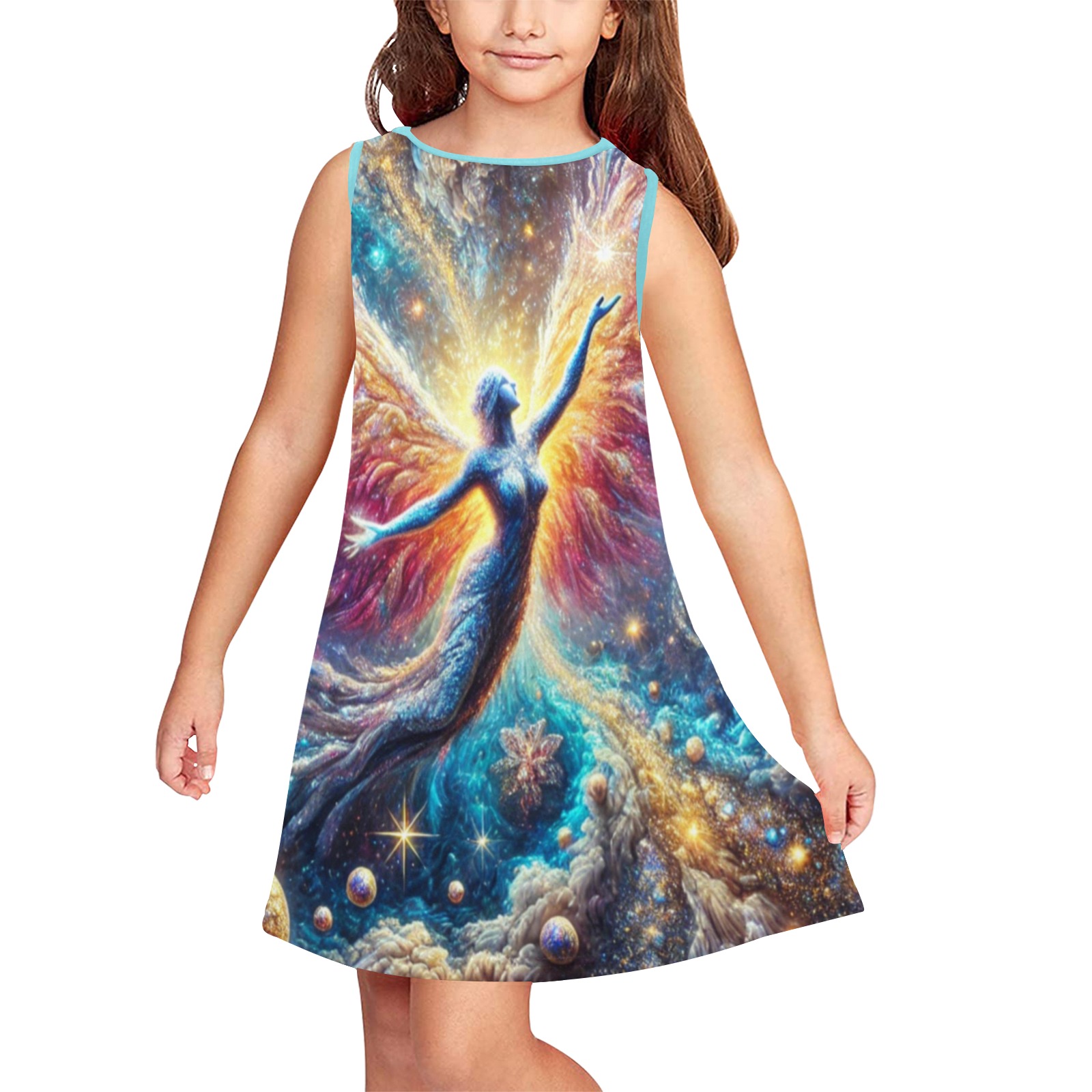 Steller serenade - Girls sleeveless dress Girls' Sleeveless Dress (Model D58)