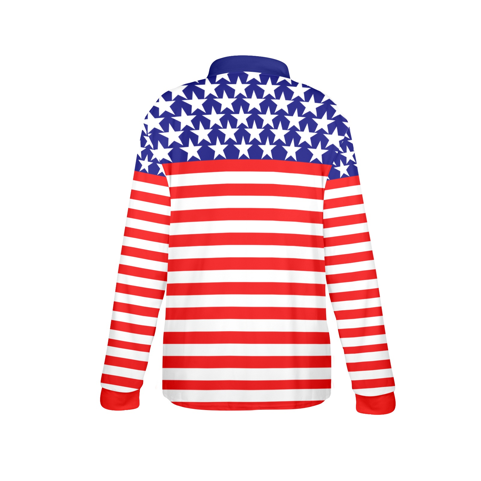 USA Stars and Stripes Women's Long Sleeve Polo Shirt (Model T73)