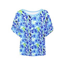 Blue Borage 03 Women's Batwing-Sleeved Blouse T shirt (Model T44)