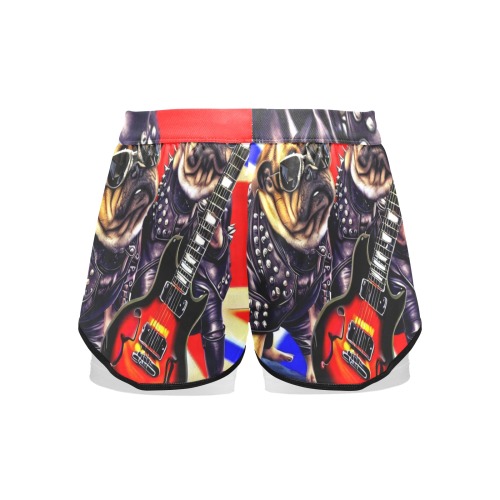 HEAVY ROCK PUG 3 Women's Sports Shorts with Compression Liner (Model L63)