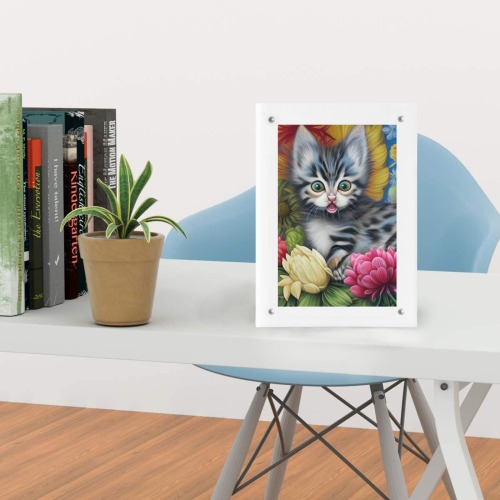 Cute Kittens 5 Acrylic Magnetic Photo Frame 5"x7"