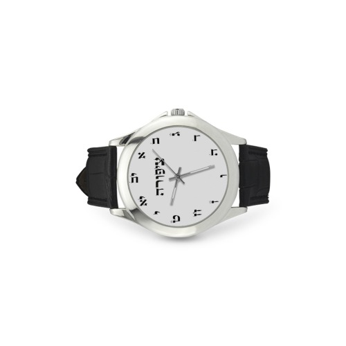 white hebrew letters for watches-tziporah Women's Classic Leather Strap Watch(Model 203)