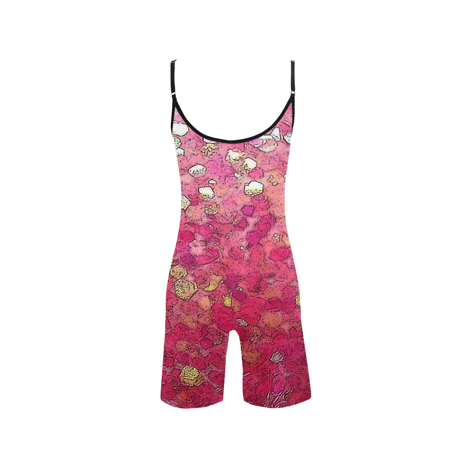 Glittery Pink Women's Short Yoga Bodysuit