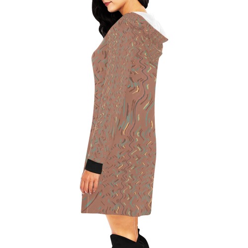 Terracotta and Sand  Abstract Texture All Over Print Hoodie Mini Dress (Model H27)