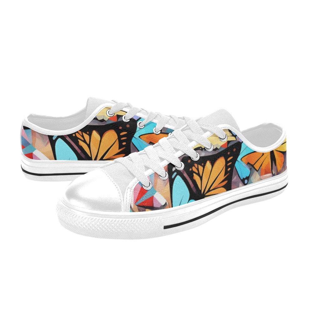 A mix of colorful butterflies. Cool positive art Women's Classic Canvas Shoes (Model 018)