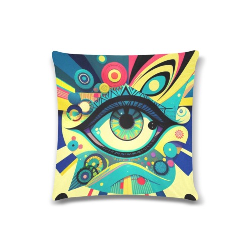 Green Abstract Eyes Custom Zippered Pillow Case 16"x16"(Twin Sides)