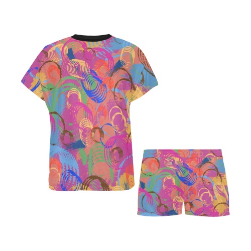 Paint and Rings Abstract Women's Short Pajama Set