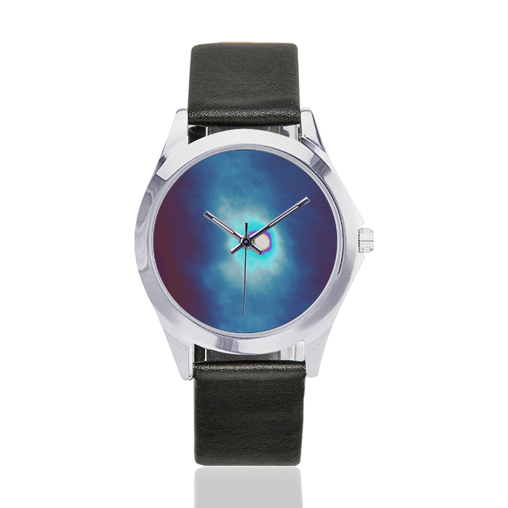 Dimensional Eclipse In The Multiverse 496222 Unisex Silver-Tone Round Leather Watch (Model 216)