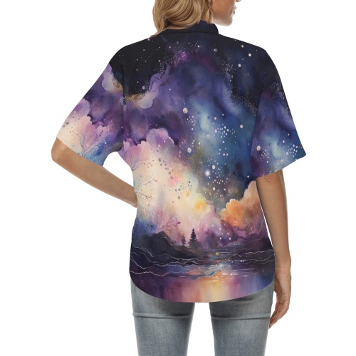 Space Fantasy 2 All Over Print Hawaiian Shirt for Women (Model T58)
