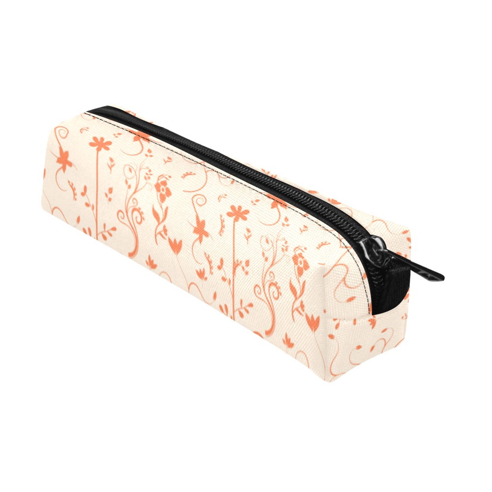 Living Coral Floral Pattern Pencil Pouch/Small (Model 1681)