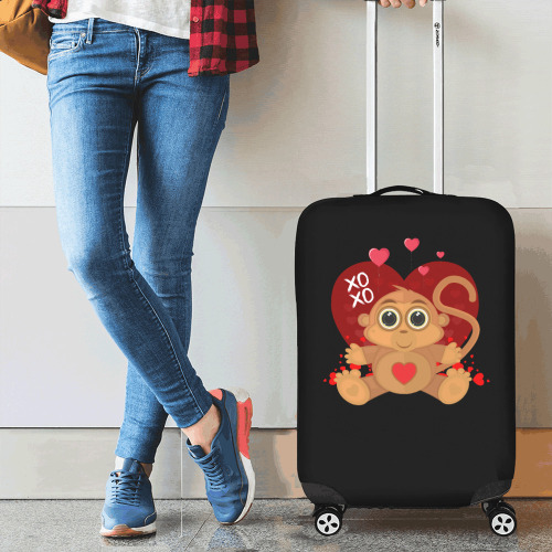Valentine's Day Monkey Luggage Cover/Small 18"-21"