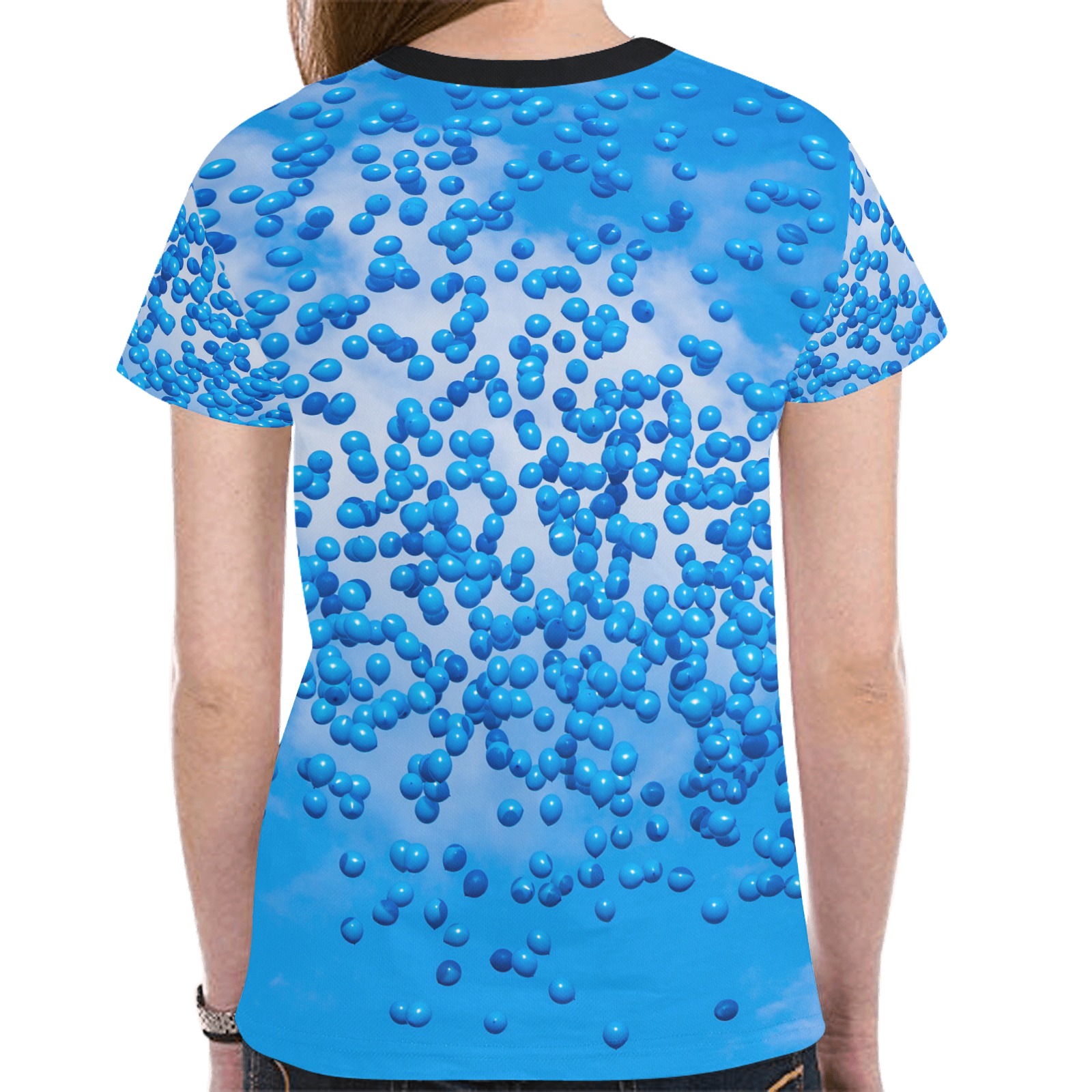 Blue Toy Balloons Flight Air Sky Dream New All Over Print T-shirt for Women (Model T45)