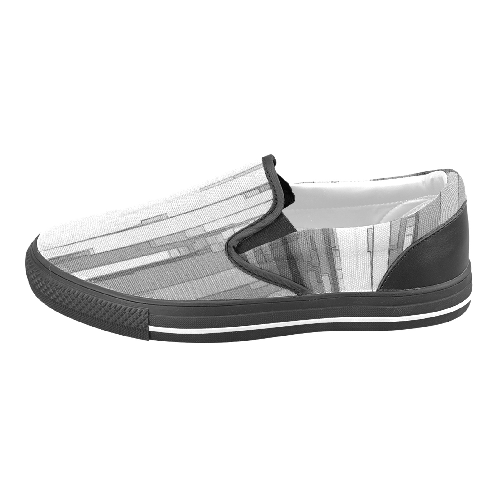 Greyscale Abstract B&W Art Men's Slip-on Canvas Shoes (Model 019)
