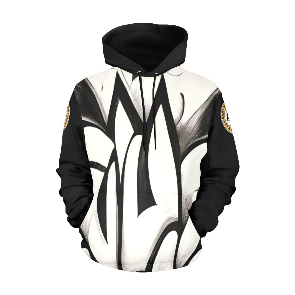 black and white graffiti style All Over Print Hoodie for Men (USA Size) (Model H13)