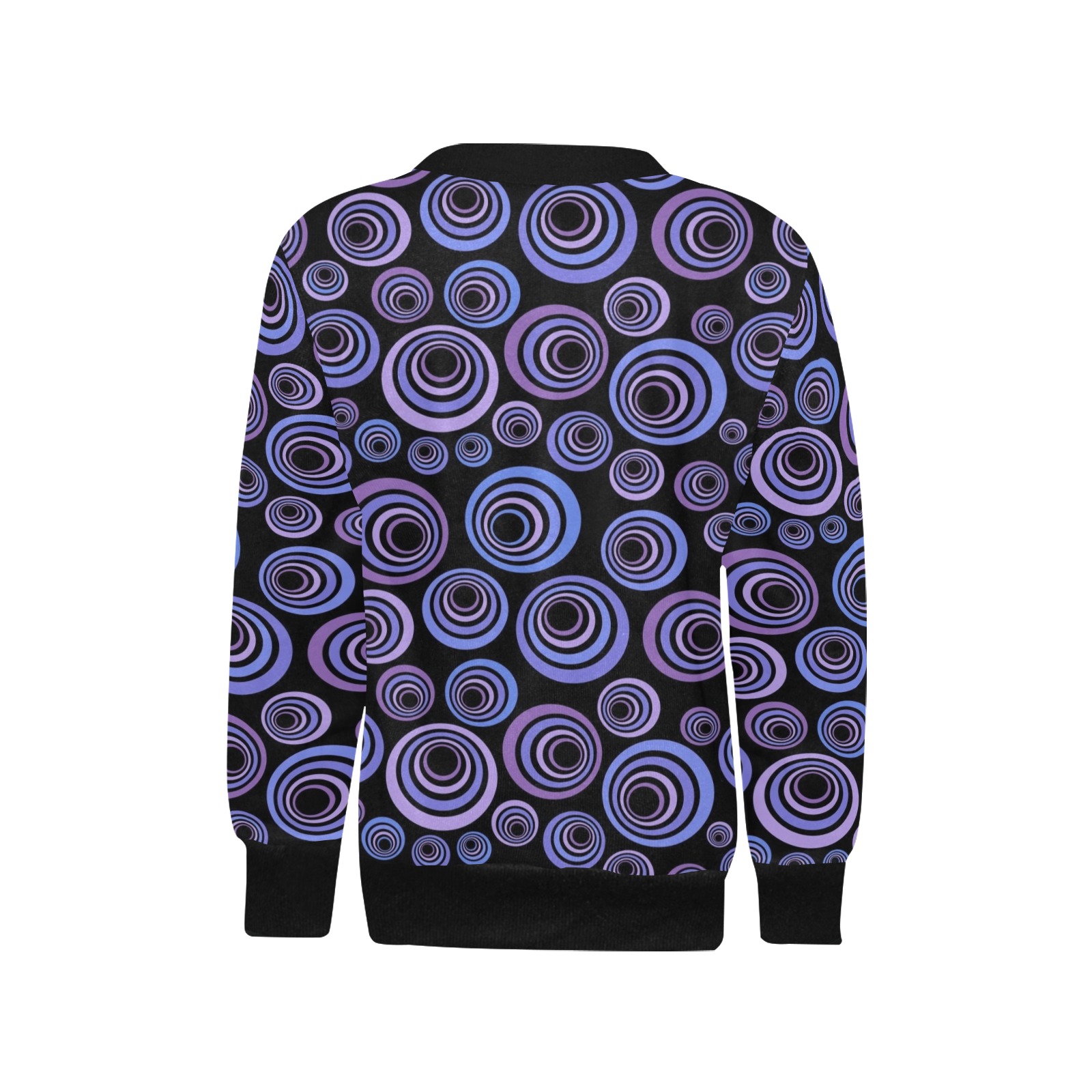 Retro Psychedelic Pretty Purple Pattern Girls' All Over Print Crew Neck Sweater (Model H49)