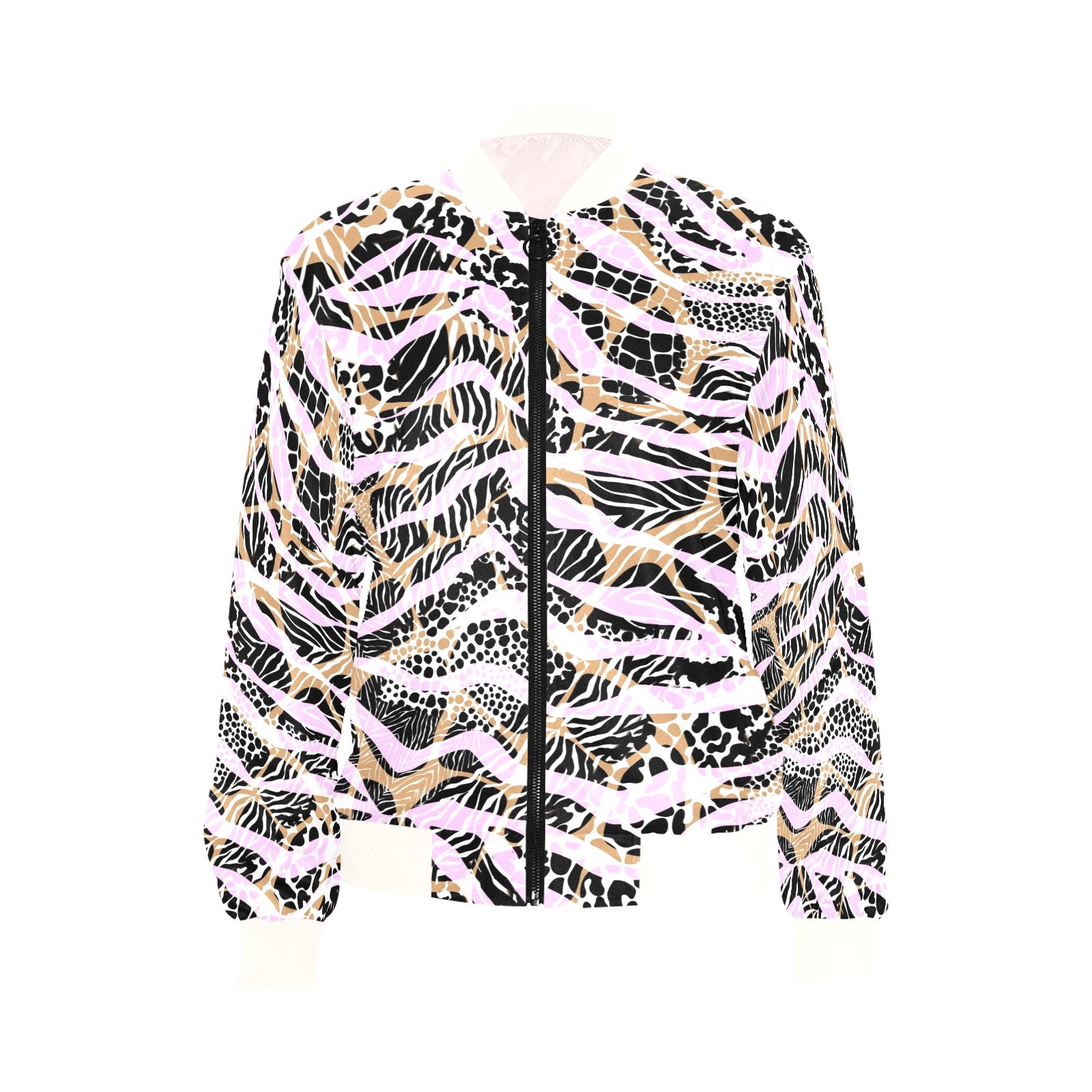 Camo animal print pink All Over Print Bomber Jacket for Women (Model H36)